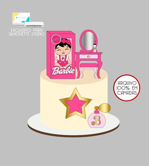 1291 - Arquivo Topo de Bolo Barbie Baby
