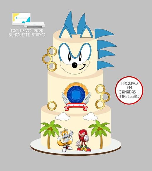 1284 - Arquivo Topo de Bolo Sonic
