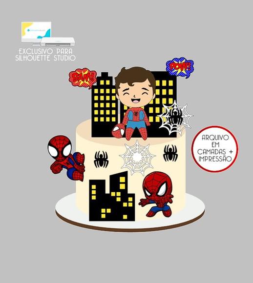 1294 - Arquivo Topo de Bolo Homem Aranha Baby