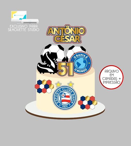 1305 - Arquivo Topo de Bolo Futebol Bahia Bola 3d