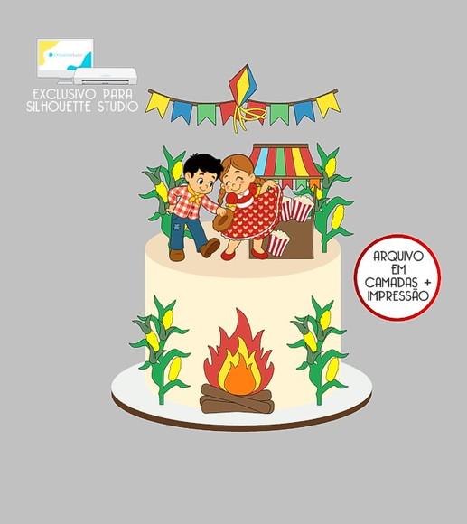 1316 - Arquivo Topo de Bolo Junino Arraiá Casal Caipira