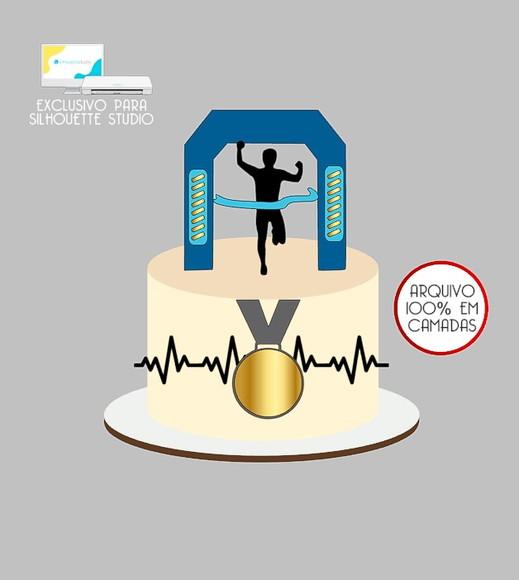 1323 - Arquivo Topo de Bolo Corrida Maratona Corredor