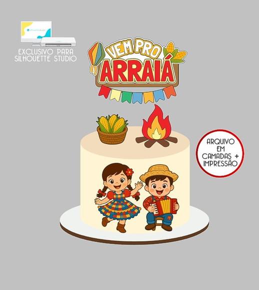 1321 - Arquivo Topo de Bolo Junino Arraiá Casal Caipira