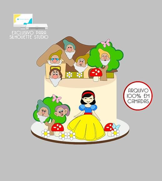 1329 - Arquivo Topo de Bolo a Branca de Neve e os Sete Anões