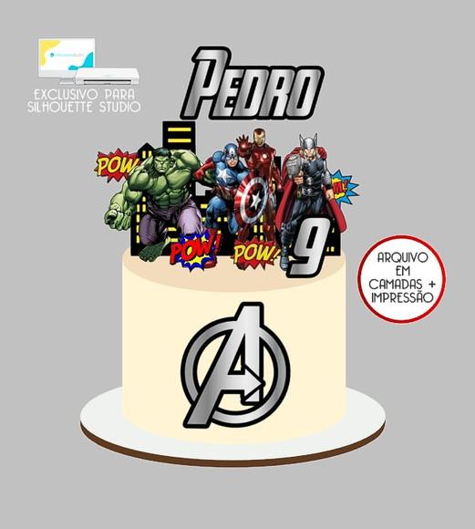 1324 - Arquivo Topo de Bolo Vingadores Super Heróis