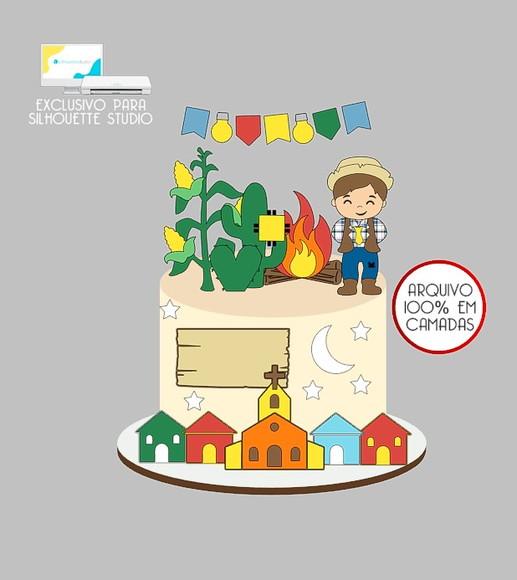 1356 - Arquivo Topo de Bolo Junino Arraiá Menino