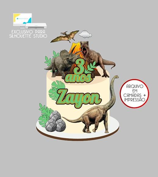 1364 - Arquivo Topo de Bolo Dinossauro Jurassic Park