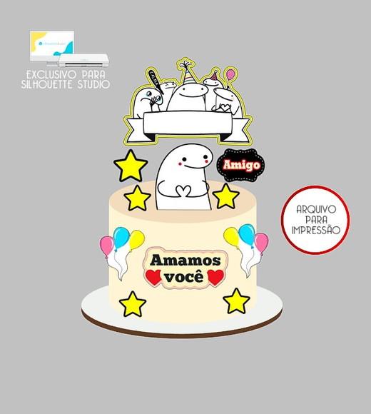 1381 - Arquivo Topo de Bolo Bento Flork Amigo Amizade