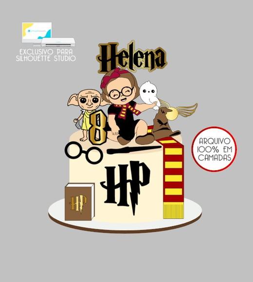 138 - Arquivo Topo de Bolo Harry Potter Menina Hermione