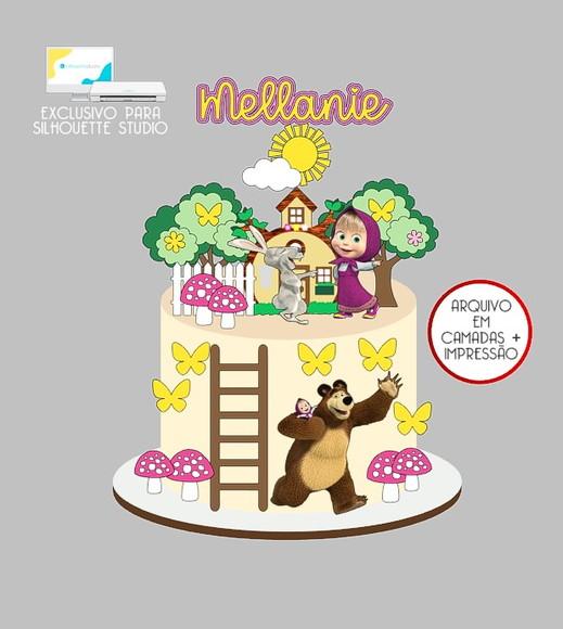 1387 - Arquivo Topo de Bolo Masha e o Urso