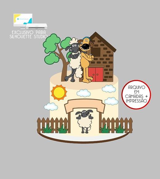 1399 - Arquivo Topo de Bolo Shaun o Carneiro