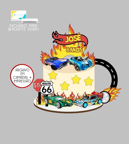 1404 - Arquivo Topo de Bolo Hotwheels
