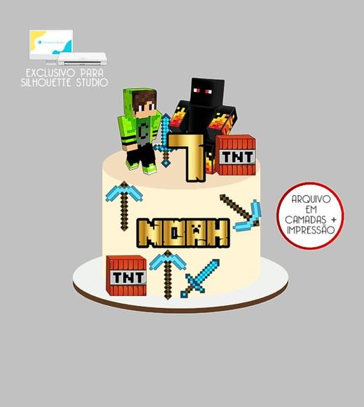 1403 - Arquivo Topo de Bolo Minecraft Tnt 3d