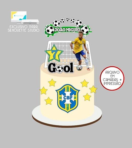 1426 - Arquivo Topo de Bolo Copa do Mundo Brasil Neymar