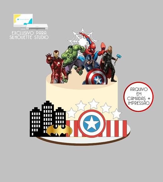1442 - Arquivo Topo de Bolo Super Heróis Vingadores
