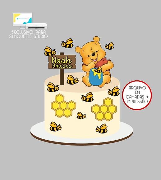 1465 - Arquivo Topo de Bolo Ursinho Pooh