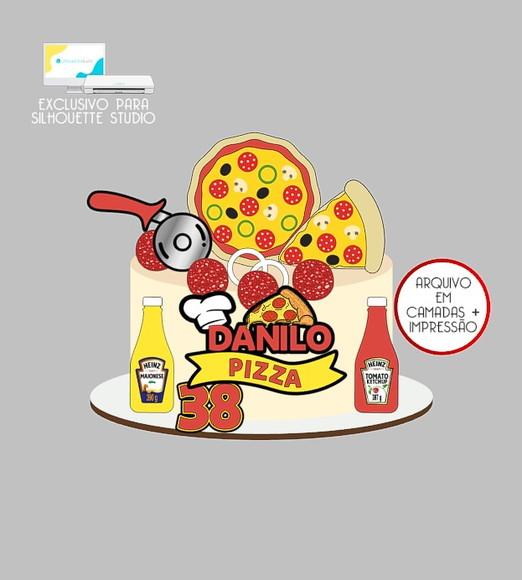 1472 - Arquivo Topo de Bolo Pizza Maionese Ketchup