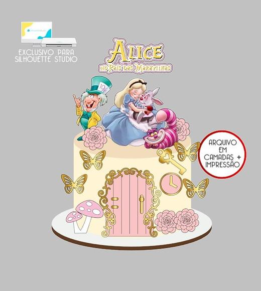 1480 - Arquivo Topo de Bolo Alice no País das Maravilhas