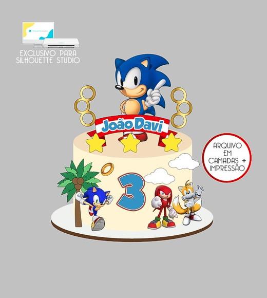1500 - Arquivo Topo de Bolo Sonic