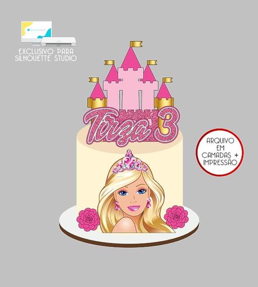 1512 - Arquivo Topo de Bolo Barbie Castelo