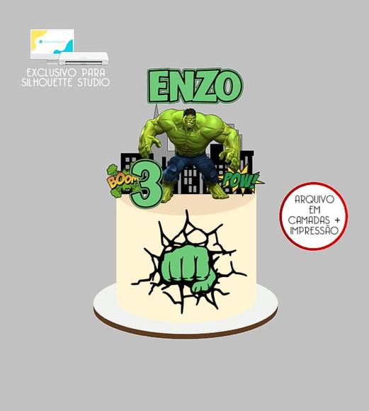1523 - Arquivo Topo de Bolo Hulk