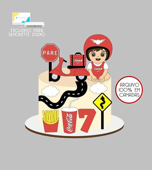 1518 - Arquivo Topo de Bolo Ifood Motoboy Entregador Baby