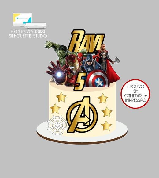 1534 - Arquivo Topo de Bolo Vingadores Super Heróis