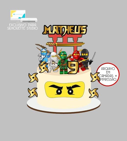 1595 - Arquivo Topo de Bolo Lego Ninjago