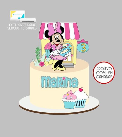 160 - Arquivo Topo de Bolo Minnie Confeiteira