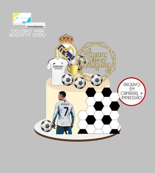 1602 - Arquivo Topo de Bolo Cristiano Ronaldo Real Madrid