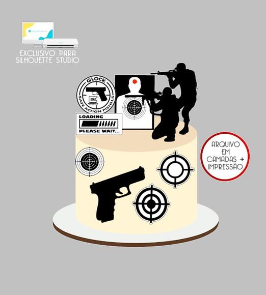 1597 - Arquivo Topo de Bolo Atirador Policial Soldado