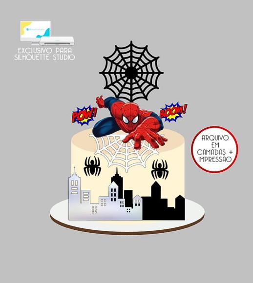 1605 - Arquivo Topo de Bolo Homem Aranha