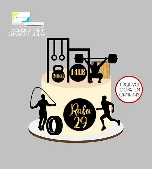 1625 - Arquivo Topo de Bolo Academia Crossfit