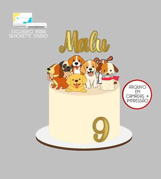 1643 - Arquivo Topo de Bolo Cachorros