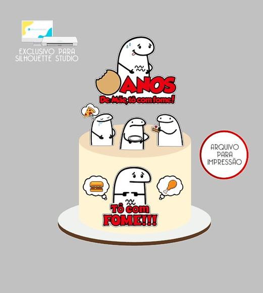 1656 - Arquivo Topo de Bolo Bento Flork Tô com Fome