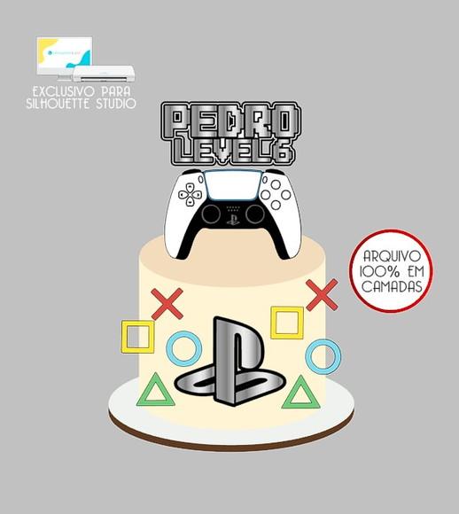 1658 - Arquivo Topo de Bolo Video Game Controle Ps5