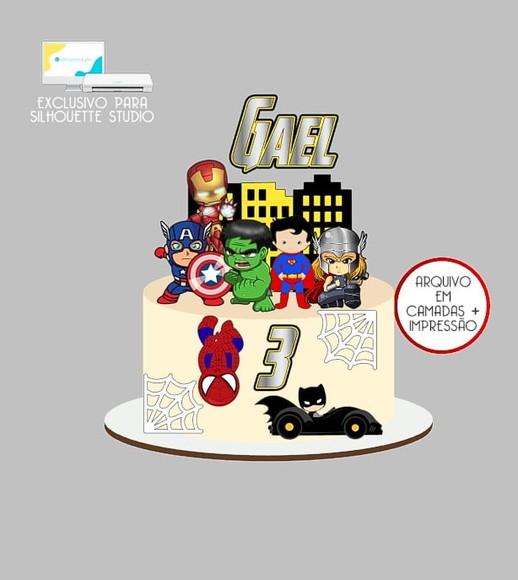 1653 - Arquivo Topo de Bolo Super Heróis Vingadores Baby