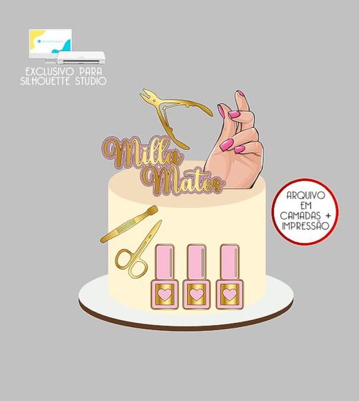 1668 - Arquivo Topo de Bolo Manicure