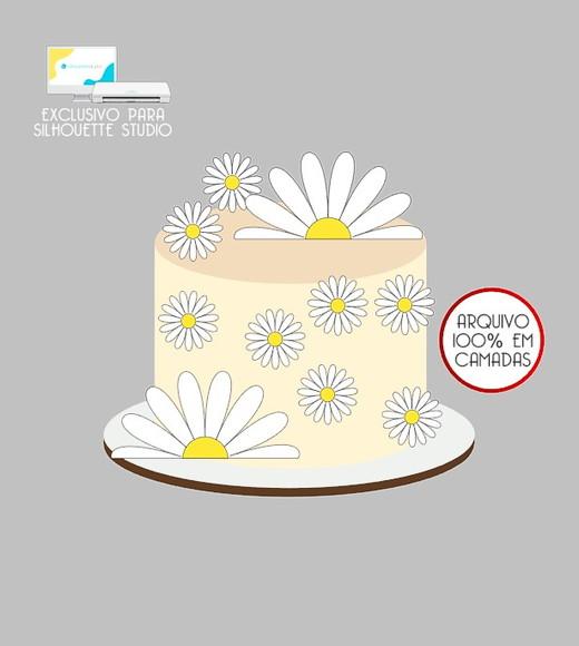 1665 - Arquivo Topo de Bolo Margaridas