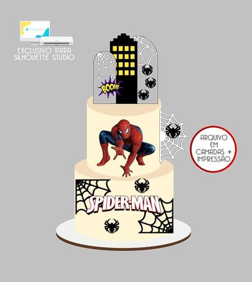1670 - Arquivo Topo de Bolo Homem Aranha