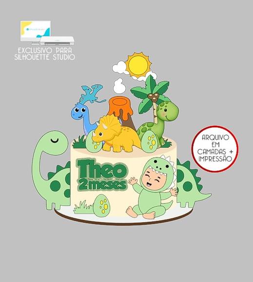 1691 - Arquivo Topo de Bolo Dinossauro Menino