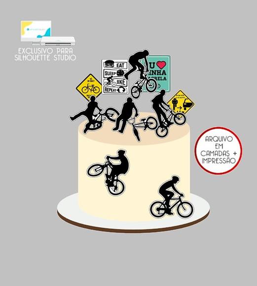 1710 - Arquivo Topo de Bolo Bmx Bicicleta Cicilista