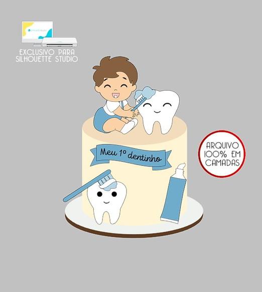 1757 - Arquivo Topo de Bolo Dentinho Menino Baby