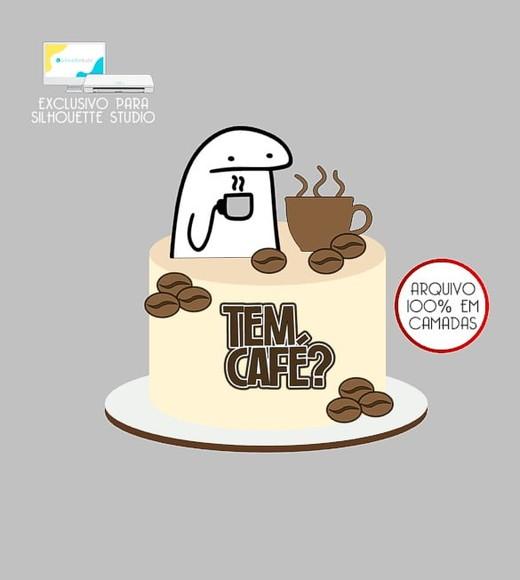 1762 - Arquivo Topo de Bolo Bento Flork Tem Café