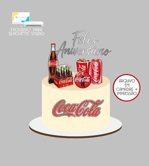 1765 - Arquivo Topo de Bolo Coca-cola