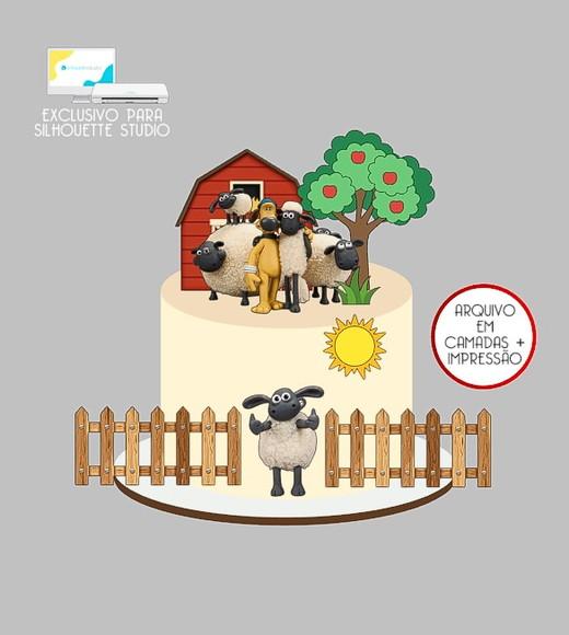 1775 - Arquivo Topo de Bolo Shaun o Carneiro