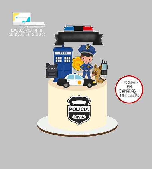 1780 - Arquivo Topo de Bolo Policial Polícia Menino