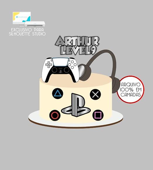 1799- Arquivo Topo de Bolo Video Game Controle Ps5