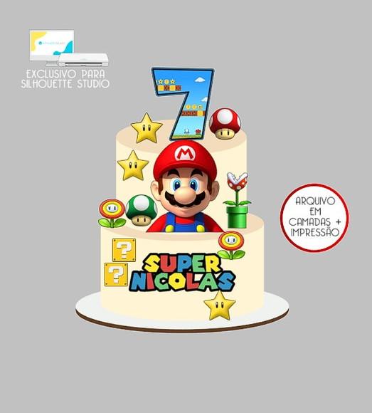 1797 - Arquivo Topo de Bolo Super Mario