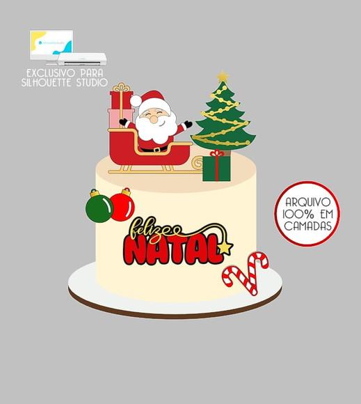 180 - Arquivo Topo de Bolo Natal Papai Noel